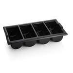 Besteckkasten GN 1/1 mit 4 Einteilungen, schwarz, Polyethylen