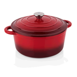 Topf, Ø 24 cm, Höhe 12 cm, rot, Gusseisen, Edelstahl, emailliert