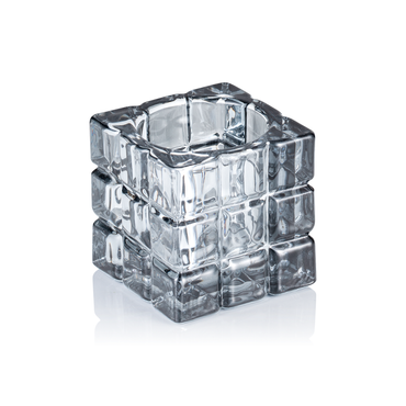 12x Cube Smoke Grey YUYU, Windlicht, Kerzenhalter, 6,5 x 6,5 x 6,5 cm, Glas