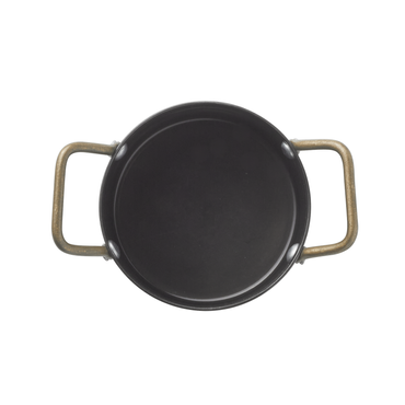 5x Serviertopf STEEL & STYLE mit 2 Messinggriffen, 310 ml, Ø 9 cm, schwarz, Messing, PVD, Chromnickelstahl