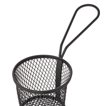 10x Servier- und Frittierkorb, Ø 9,5 cm, Höhe 8,5 cm, schwarz pulverbeschichtet, Chromnickelstahl