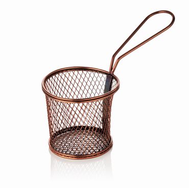 Servier- und Frittierkorb, Ø 9,5 cm, Höhe 8,5 cm, kupferfarben, Chromnickelstahl