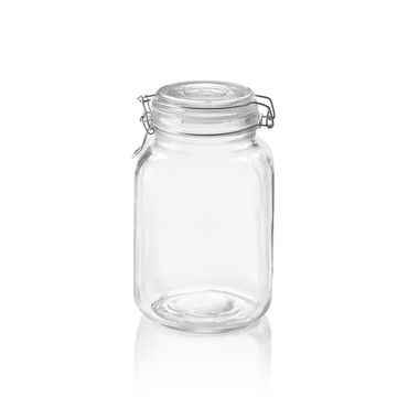 15x Vorratsglas XL, 2 ltr., Ø 9 cm, Höhe 21 cm, Glas, Edelstahl, Silikon