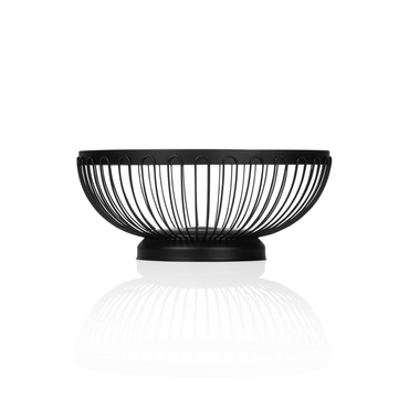 4x Tischkorb auf Fuß, Ø 21 cm, Höhe 9 cm, schwarz pulverbeschichtet, Chromnickelstahl