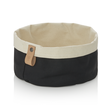 12x Brottasche Flip Cotton, Ø 20 cm, Höhe 12 cm, schwarz/cream, Canvas