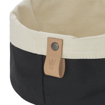 12x Brottasche Flip Cotton, Ø 20 cm, Höhe 12 cm, schwarz/cream, Canvas