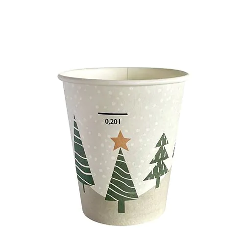 Trinkbecher, Pappe "To Go" 0,2 l Ø 8 cm · 9,1 cm "Winter Forest"