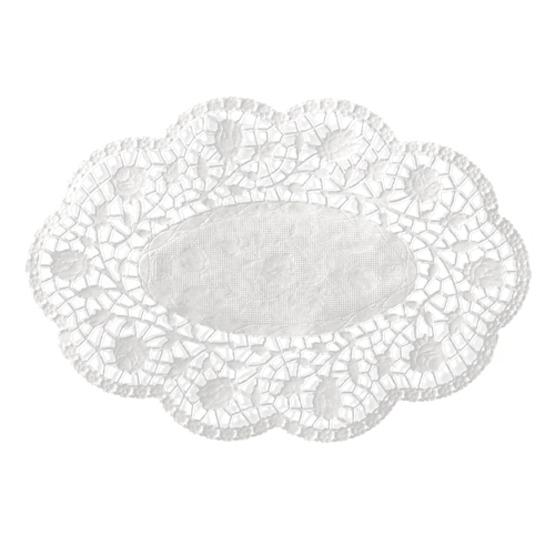 Mokkadeckchen oval 18 cm x 13 cm weiss