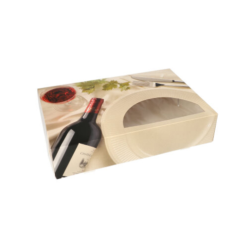 Transport- und Catering-Kartons 8 cm x 24,5 cm x 35,5 cm "Burgund" mit Sichtfenster, einteilig