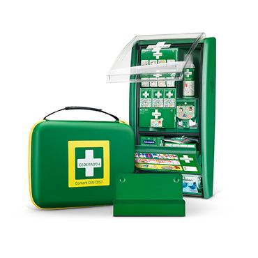 92200_b.jpg 1 "Cederroth" First Aid & Burn Station Set DIN 13157 22,7 cm x 29,4 cm x 57,2 cm grün detectable