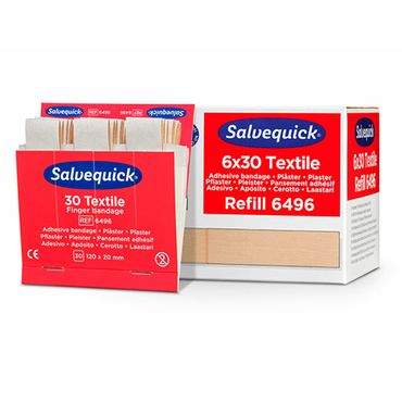 6 Set "Cederroth" Salvequick Textil Pflaster (30 Stück) braun "Finger Bandage" , Refill