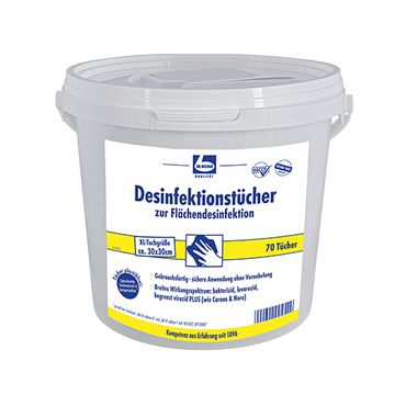 98305_b.jpg 70 "Dr. Becher" Desinfektionstücher 29 cm x 30 cm weiss zur Flächendesinfektion