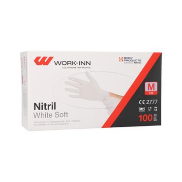 100 "WORK-INN/PS" Handschuhe Nitril puderfrei "White Soft" weiss Größe: M