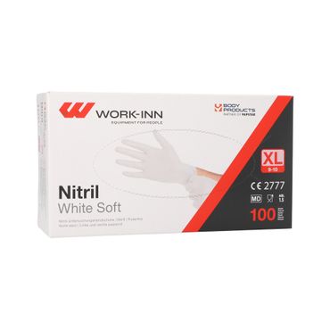 100 "WORK-INN/PS" Handschuhe Nitril puderfrei "White Soft" weiss Größe: XL