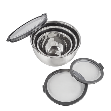 6x Rührschüssel Set, 3-teilig, 0,95/2,0/3,5 ltr., Chromnickelstahl 18/8