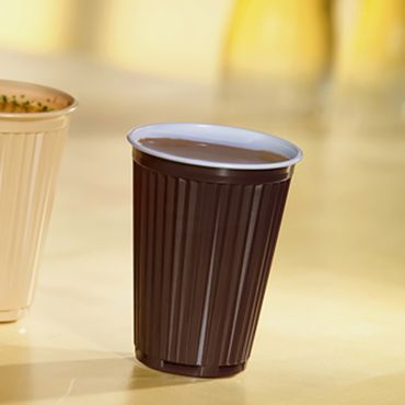 6000x Thermo-Automatenbecher, PS 0,18 l Ø 7,03 cm · 9 cm braun / weiss Plastikbecher