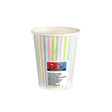 200x DUNI Pappbecher 24 cl Stripes Multi