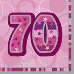 16 Servietten pink Zahl 70