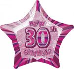 30. Geburtstag Folienballon Stern pink