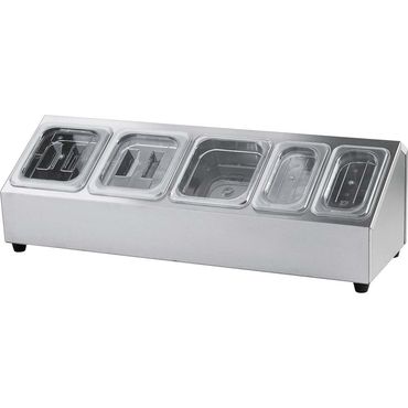 815250v01_main_product_photo_jl3jic7souz Edelstahl Ständer für Gastronormbehälter - 3 x GN 1/6 (150 mm) und 2 x GN 1/9 (150 mm)