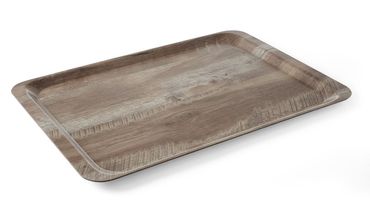 b17434039e71 18x Serviertablett aus Melamin mit Holzoptik,AmerBox,Holz dunkel,370x530mm