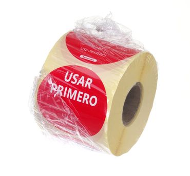 100x Lebensmittelsicherheitsetiketten,für den Mehrfachgebrauch,einfach zu entfernen,„ZUERST VERWENDEN“,Rot,⌀50mm
