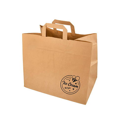 Tragetaschen, Papier 27 cm x 32 cm x 17 cm braun "Icelove" mit Tragegriff