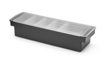 6x Zutatenbehälter – 5 Fächer,BarUp,Schwarz,480x150x(H)100mm