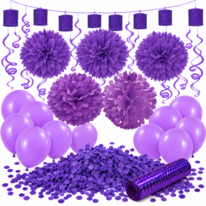 PL7417-Deko-Set-Lila-Ballons-Pompons-Konfetti 61680-Party-Deko-Set-Lila-mit-10-Luftballons--Pompons--Laternengirlande--Spiralen--Luftschlangen-und-100-g-Konfetti.png