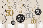 50. Geburtstag gold 12 Swirl Girlanden