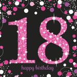 18. Geburtstag 16 Servietten pink schwarz