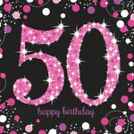 50. Geburtstag 16 Servietten pink schwarz