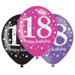 18. Geburtstag 6 Luftballons pink schwarz