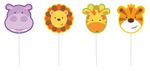 4 Mini-Figurenkerzen Dschungel Tiere