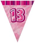 13. Geburtstag | Wimpelkette pink
