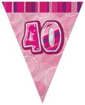 40. Geburtstag | Wimpelkette pink
