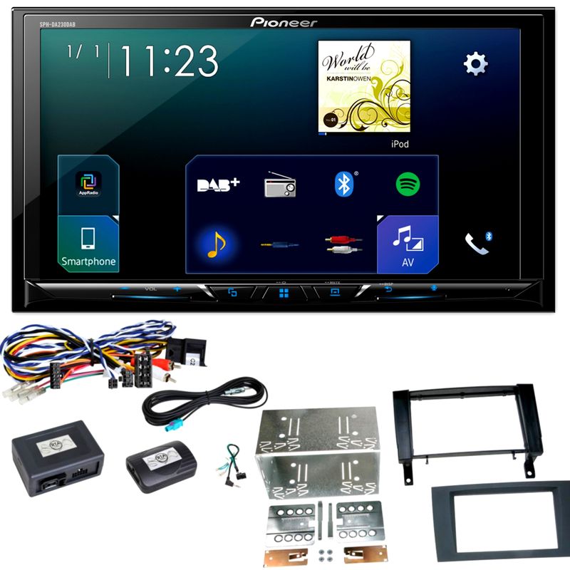 Pioneer SPH-DA230DAB CarPlay Android Auto Einbauset für Mercedes SLK R171