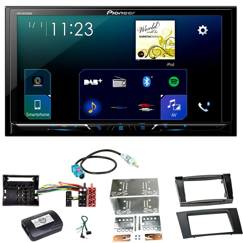 Pioneer SPH-DA230DAB CarPlay Einbauset für Mercedes E Klasse W211 CLS W219