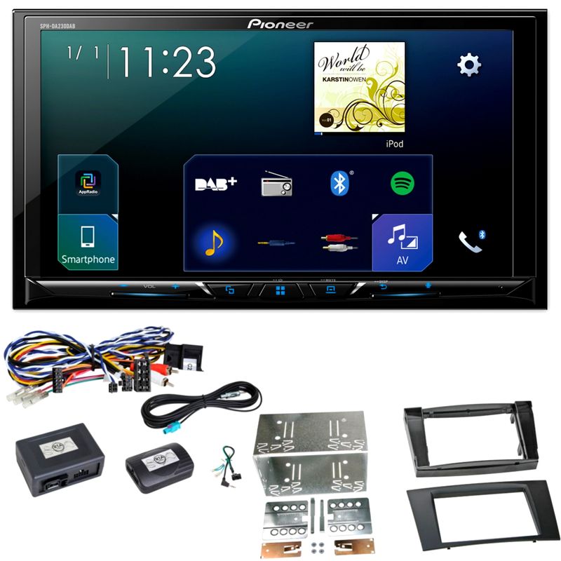 Pioneer SPH-DA230DAB CarPlay Einbauset für Mercedes E Klasse W211 CLS W219
