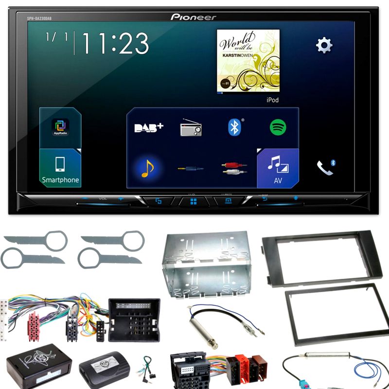 Pioneer SPH-DA230DAB CarPlay Android Auto Einbauset für Audi A6 4B Facelift