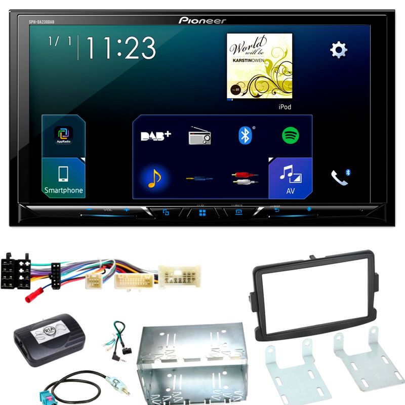 Pioneer SPH-DA230DAB CarPlay Android Auto Einbauset für Dacia Dokker Sandero Pioneer SPH-DA230DAB CarPlay Android Auto Einbauset für Dacia Dokker Sandero