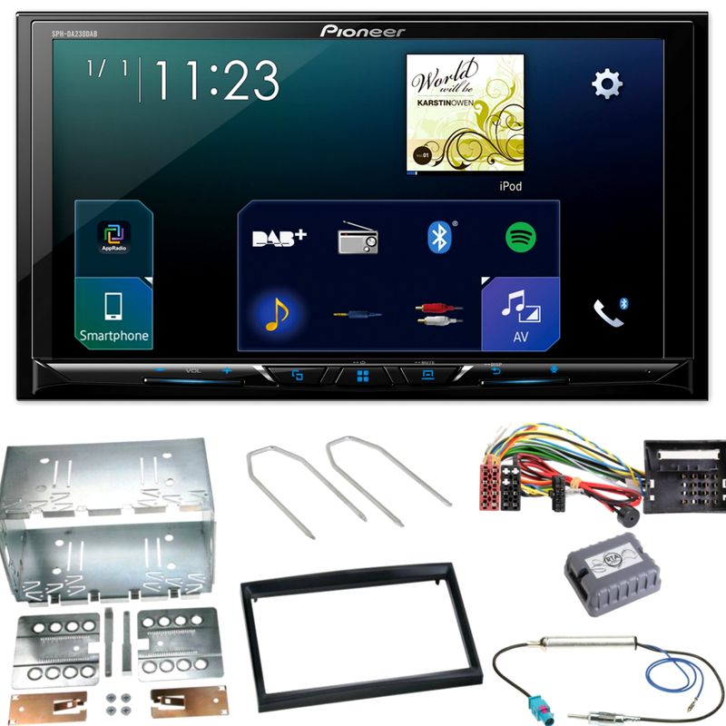 Pioneer SPH-DA230DAB CarPlay DAB+ Einbauset für Citroen C2 C3 Berlingo Jumpy