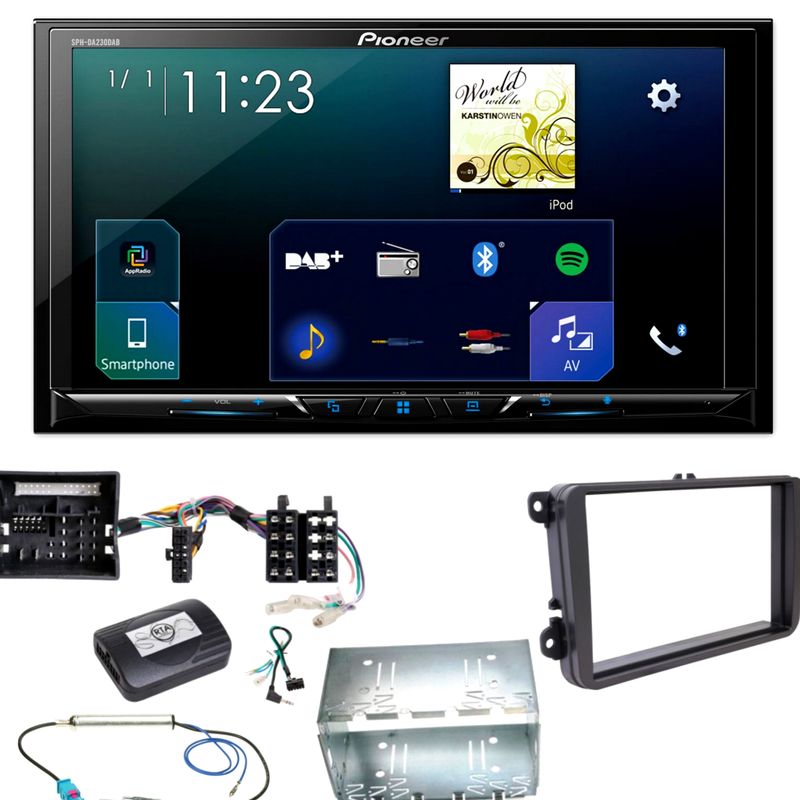 Pioneer SPH-DA230DAB CarPlay DAB+ Einbauset für Tiguan Amarok Caddy Jetta Pioneer SPH-DA230DAB CarPlay DAB+ Einbauset für Tiguan Amarok Caddy Jetta