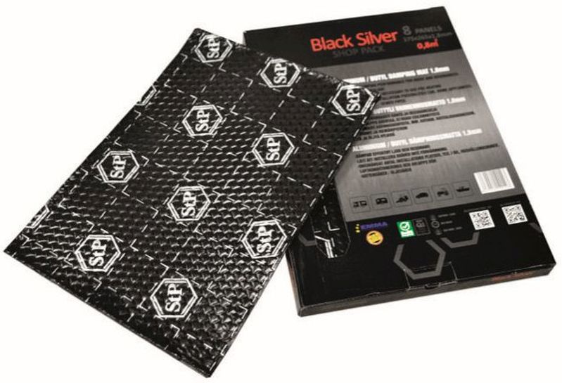STP Black Silver Alu Butyl Bulk Pack 12 Matten 500 x 750 x 1,8 mm 4,5 m² Matte Dämmung STP Black Silver Alu Butyl Bulk Pack 12 Matten 500 x 750 x 1,8 mm 4,5 m² Matte Dämmung