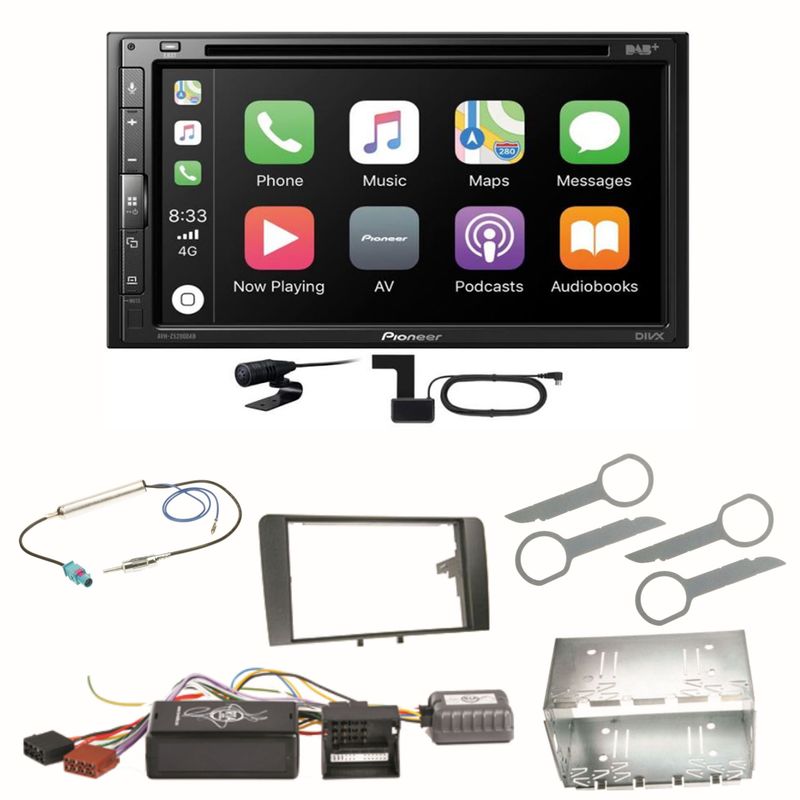 Pioneer AVH-Z5200DAB Android Auto Carplay Bluetooth Einbauset für Audi A3 8P 8PA