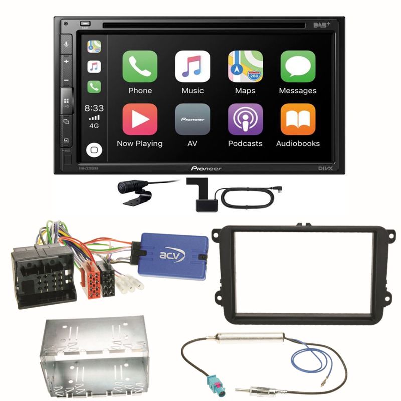 Pioneer AVH-Z5200DAB Android Auto Einbauset für Seat Alhambra Altea XL Leon