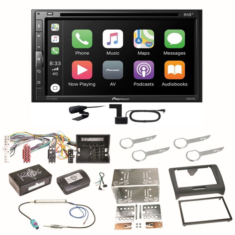 Pioneer AVH-Z5200DAB Android Auto Carplay Bluetooth Einbauset für Audi TT 8J