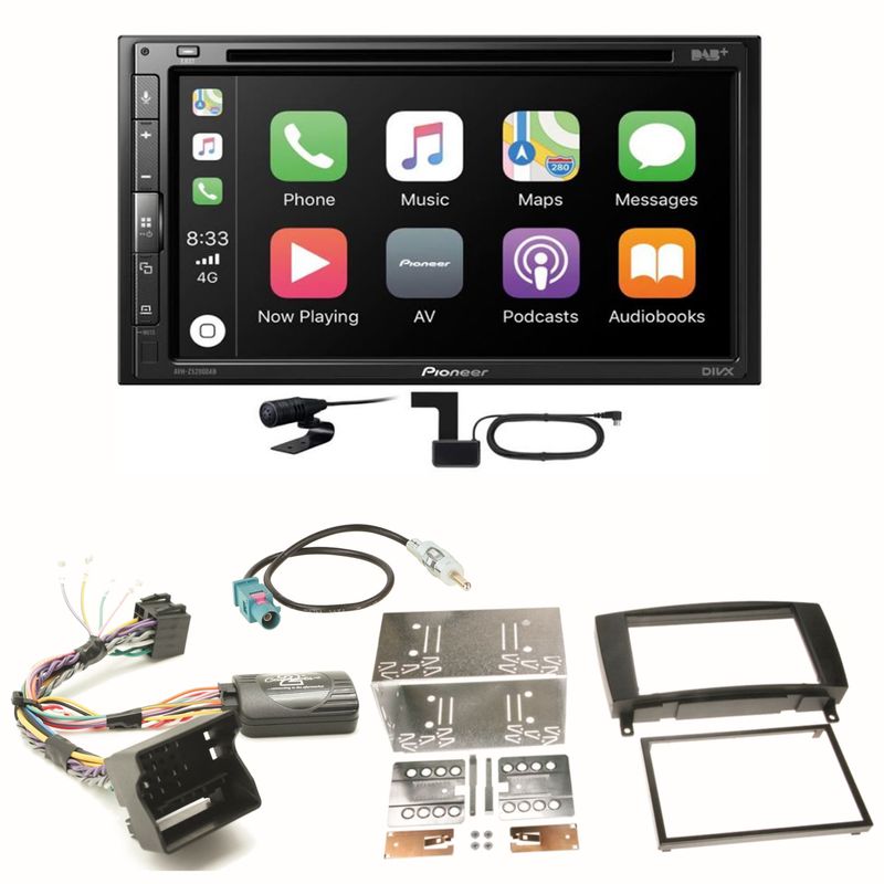 Pioneer AVH-Z5200DAB Android Auto USB Einbauset für Mercedes CLK W209 Facelift