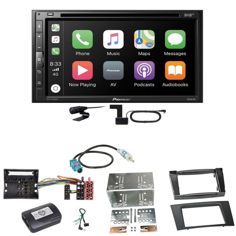 Pioneer AVH-Z5200DAB Android Auto Carplay Einbauset für Mercedes W211 CLS W219