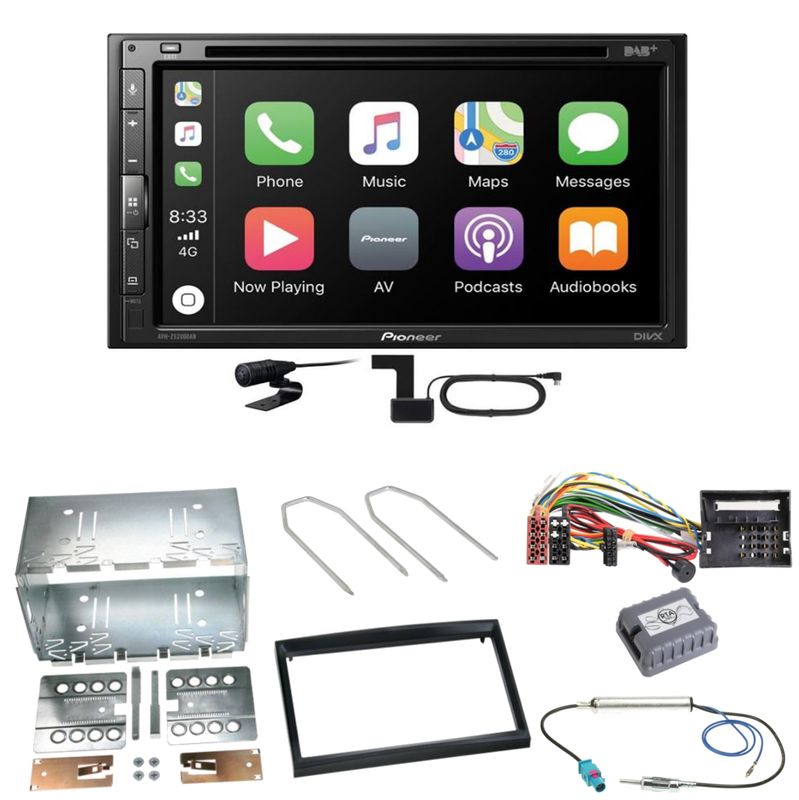 Pioneer AVH-Z5200DAB Android Auto Einbauset für Peugeot 207 307 Partner Expert Pioneer AVH-Z5200DAB Android Auto Einbauset für Peugeot 207 307 Partner Expert